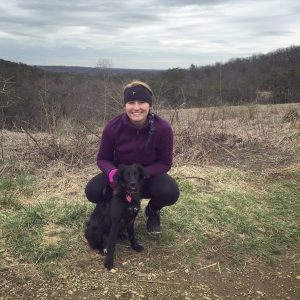 Designer Jessica and her dog, Rye. 