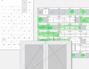 Sketches and wireframes for magazine structure